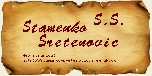 Stamenko Sretenović vizit kartica
